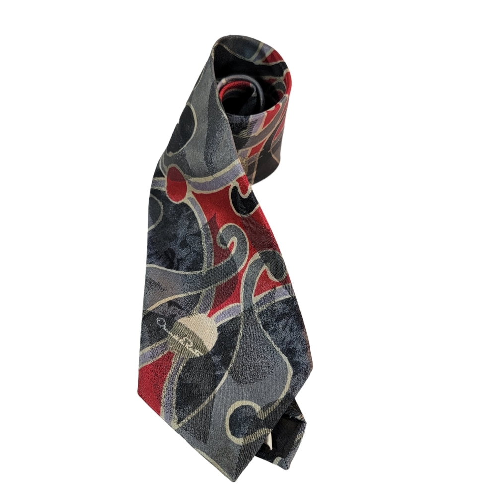 Oscar De La Renta Studio Anstract Print Vintage Made in USA Tie